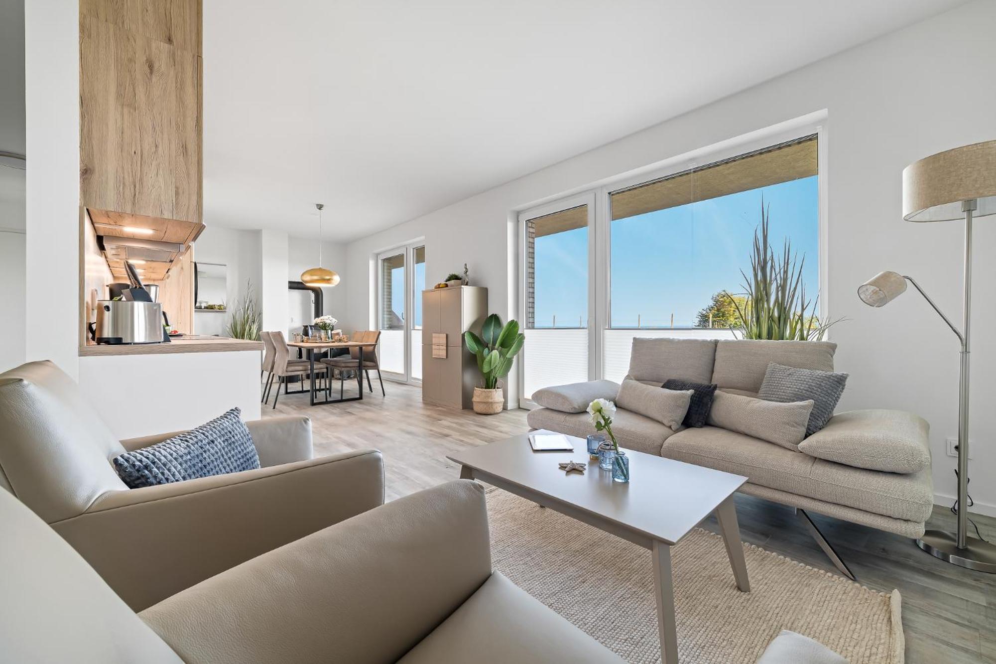 Apartment Beachterracethree- Eg, Barrierearm, Meerblick, Terrasse, Kamin, Sauna Olpenitz