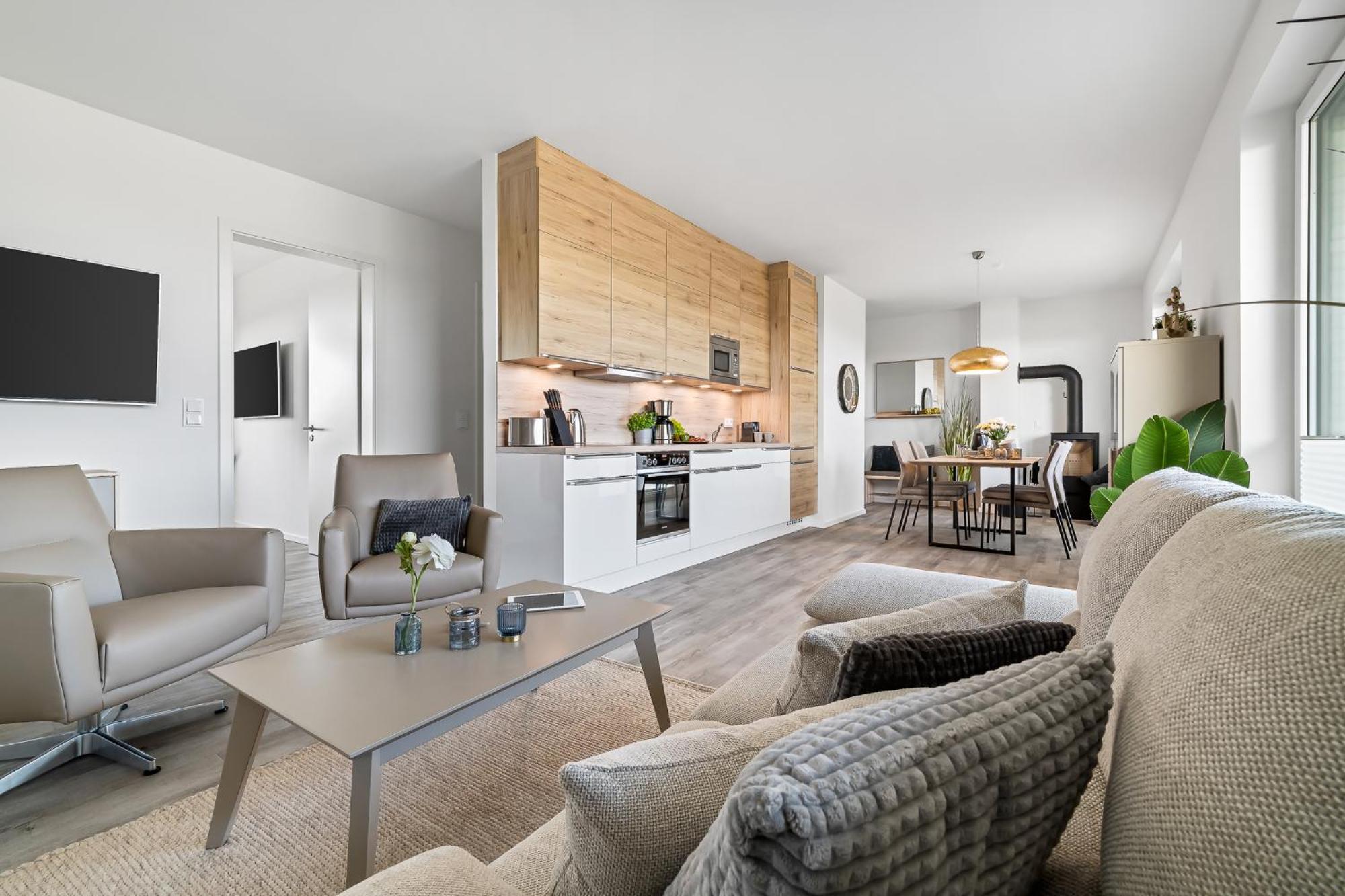 Beachterracethree- Eg, Barrierearm, Meerblick, Terrasse, Kamin, Sauna Apartment Olpenitz
